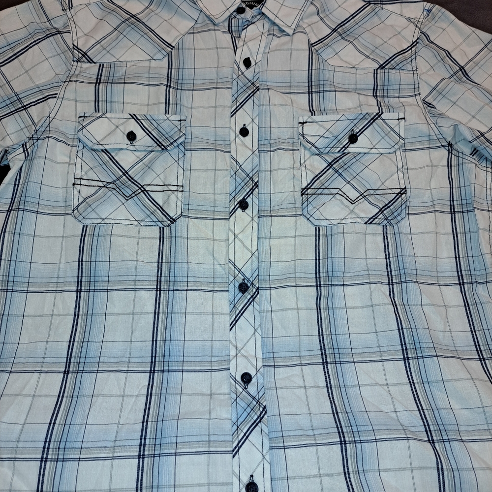 NWT Machine Custom Co Mens XL Plaid Casual Button Short Sleeve